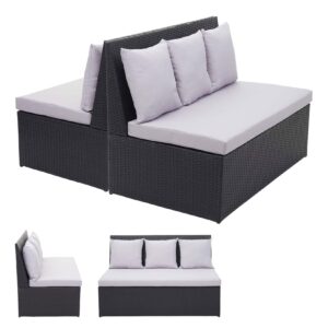 2er-Set Poly-Rattan 2er Sofa MCW-G16