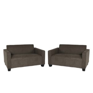 Sofa-Garnitur Couch-Garnitur 2x 2er Sofa Moncalieri Stoff/Textil ~ braun
