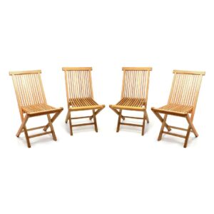 VCM 4er Set Gartenstuhl Teak Holz behandelt klappbar Holzstuhl Balkonstuhl