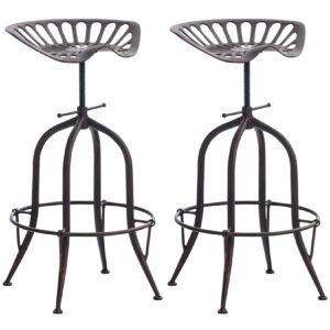 CLP 2er Set Barhocker Chuck I Thekenhocker Mit Metallgestell I Höhenverstellbare Tresenhocker Mit Sitz Aus Gusseisen