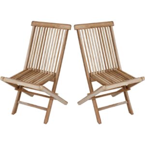 2er Set Teak Klappstuhl Holzstuhl Stuhlset Garten Stuhl Stühle Gartenstuhl natur