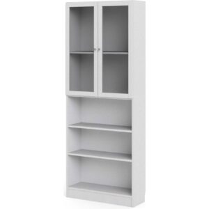 Base Glas Schrank Regal Ablagen weiss Glas Holz Standregal Vitrine Bücherregal