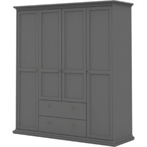 4trg. Kleiderschrank Venedig Schlafzimmer Schrank Drehtürenschrank matt grau