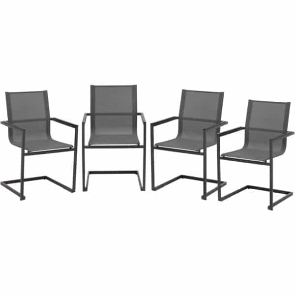 4x Alu Gartensessel Freischwinger Gartenstuhl Metall Campingstuhl Hochlehner Set