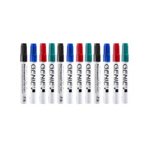 12 Stück GENIE Permanent Marker Set Permanentmarker wasserfest M Rund  4 Farben