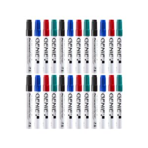 24 Stück GENIE Permanent Marker Set Permanentmarker wasserfest M Rund  4 Farben