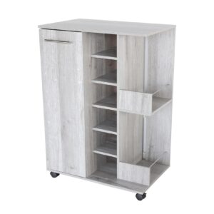 Better Home Flaschenregal Küchenwagen Weinschrank Weinregal mit Rollen grau 37x60x82 cm