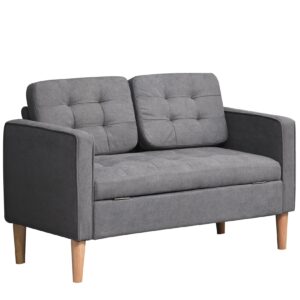 HOMCOM 2-Sitzer Sofa mit abnehmbaren Kissen grau 117 x 62 x 78 cm (BxTxH)