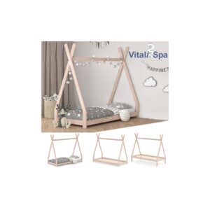 VITALISPA Kinderbett TIPI Hausbett natur Bett Kinderhaus Holz Indianer 90x200