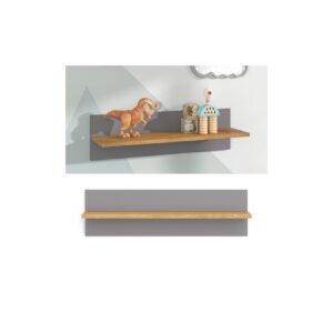 VitaliSpa Wandregal Hängeregal Ablageregal Malia Grau Eiche modern 70x20 cm Kinderzimmer Regal Babyzimmerregal Kindermöbel Babymöbel Ablage Aufbewahrung