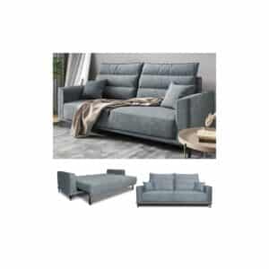 VitaliSpa Schlafsofa Gästesofa Boxspringsofa Caprioli Grau Schlaffunktion 236x100 cm modern Wohnzimmer Sofa Wohnzimmercouch Loungesofa Schlafcouch Klappsofa Taschenfederkern 2-Sitzer