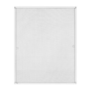 Juskys Fliegengitter mit Alu-Rahmen 130 x 150 cm für Fenster zum Einhängen UV-beständig in Weiß