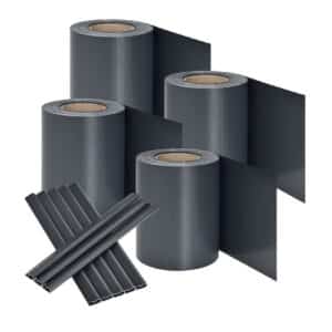 Juskys PVC Sichtschutzstreifen Doppelstabmatten Zaun 4er Set á 35m x 19cm - Zaunfolie – anthrazit