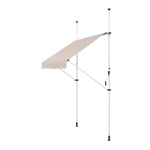 Juskys Klemmmarkise Kuwait beige 200 x 120 cm – höhenverstellbar - Sonnenschutz - ohne Bohren
