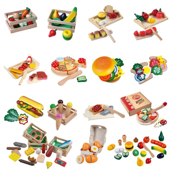 Lebensmittel Set Holz - Schneide Spielzeug Kinder Spiel Küche Kaufladen Zubehör Variante: Holz-Hot Dog