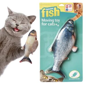 Best Direct® Katzenspielzeug zappelnder Fisch mit Katzenminze Magic Fish