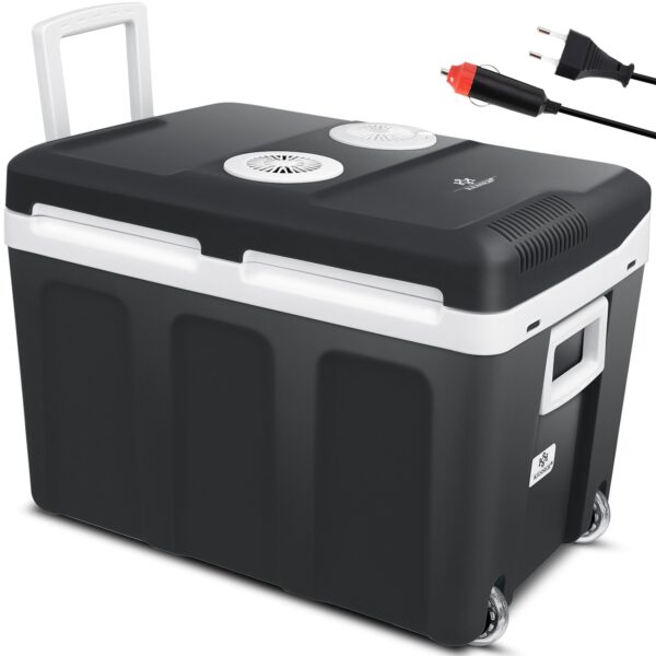 KESSER® 40L Kühlbox mit Rollen   zum Warmhalten und Kühlen   thermo-Elektrische Kühlbox   12 Volt und 230 Volt  Mini-Kühlschrank   Thermobox für Auto  Boot und Camping   EEK A++ mit ECO Modus
