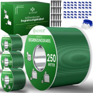 KESSER® Begrenzungskabel + Erdspieße + Kabelverbinder für Mähroboter Rasenmäher Rasenroboter Zubehör SET Begrenzungsdraht Universal kompatibel mit GARDENA/BOSCH/WORX/HONDA/ROBOMOW