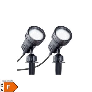 2er Set LED Garten-Strahler Erdspieß IP44 GU10 3W warmweiß