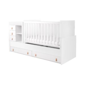 Kikkaboo Babybett Lorena 4 in 1 Kommode Schaukelfunktion Schreibtisch Jugendbett weiß