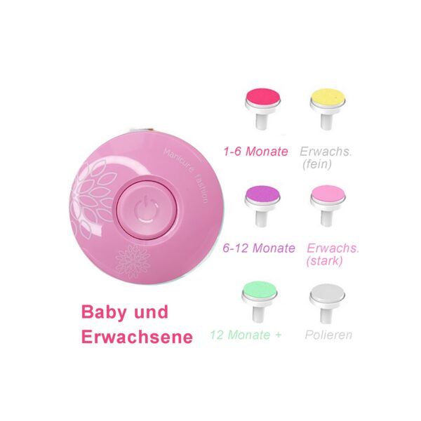 TPFBeauty Baby Nageltrimmer Elektrisch mit 6 Schleifköpfen