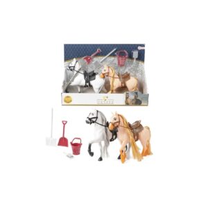 2er Pferde Set mit Zubehör Spielzeugpferde mit langer Mähne
